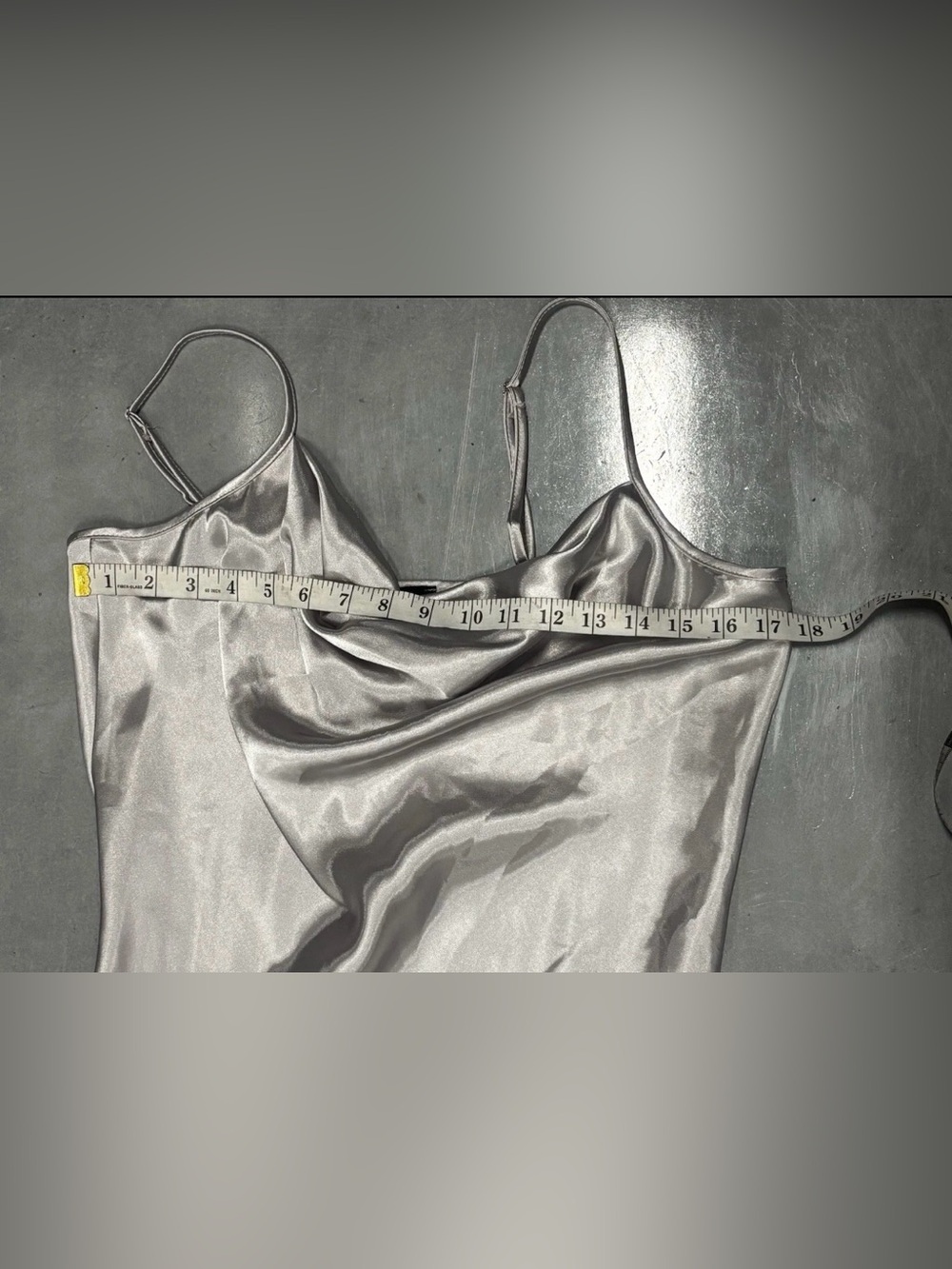 Bebe Y2K Satin Liquid Metal Slip Dress Midi Sz Lg Platinum Silver Cocktail Party - Picture 6 of 10
